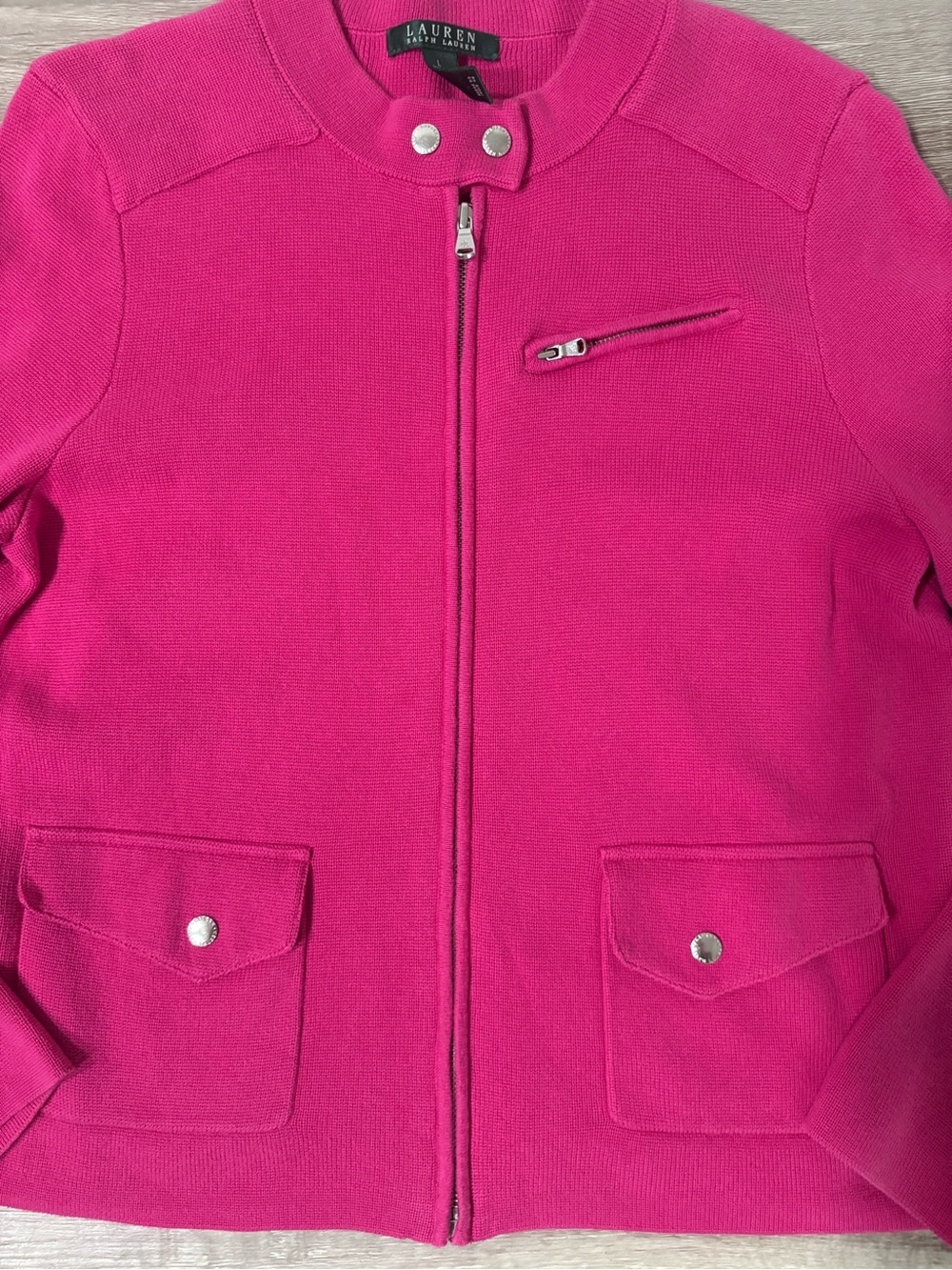 Lauren Ralph Lauren Women's Fuchsia Zip-Front Jacket - Picture 2 of 7